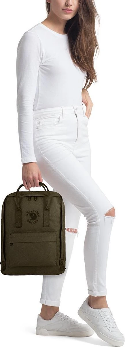 Fjallraven Fjällräven Re-Kånken Unisex Rugzak - Dark Olive 10 Fjallraven Fjällräven Re-Kånken Unisex Rugzak - Dark Olive - Afbeelding 8